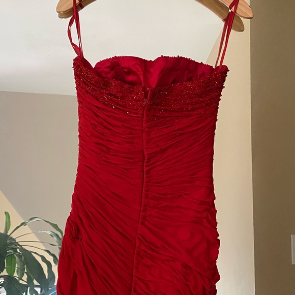 Long Silk Red beaded gown